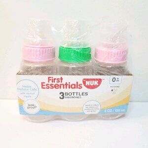 First Essentials by NUK 5 oz. Slow Flow Baby 3pk Bottles Silicone Leak Proof